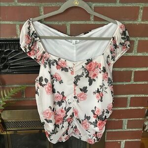 Abound Pink and Black Floral Blouse